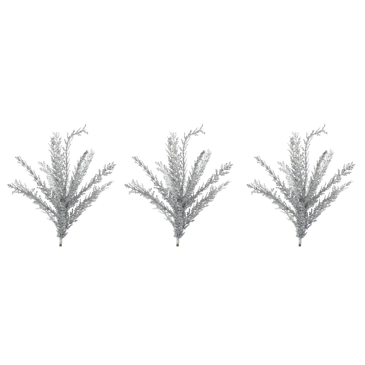 Admired by Nature gXL7706-SILVER-3 23 in glitter Filigree Leaf Spray christmas Decor  Silver - Set of 3