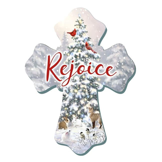 6 x 8 in. Wall Cross - Rejoice with Glitter