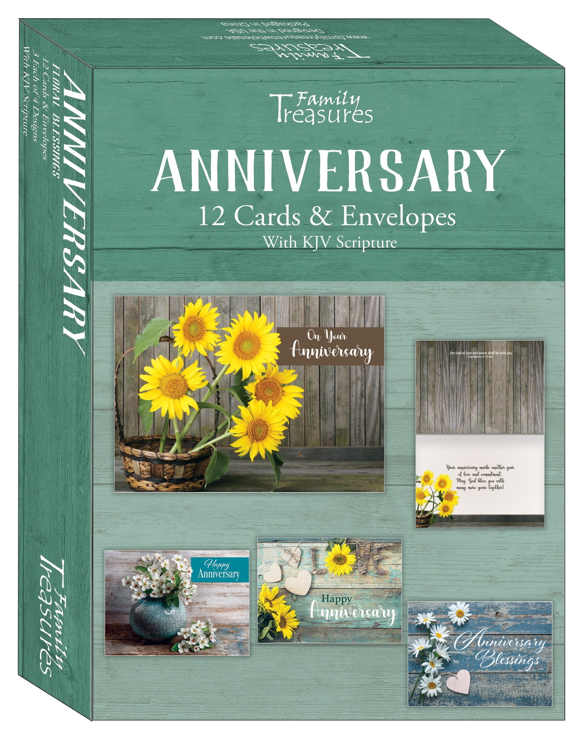 Boxed - Card Anniversary-Floral Blessings - Box of 12