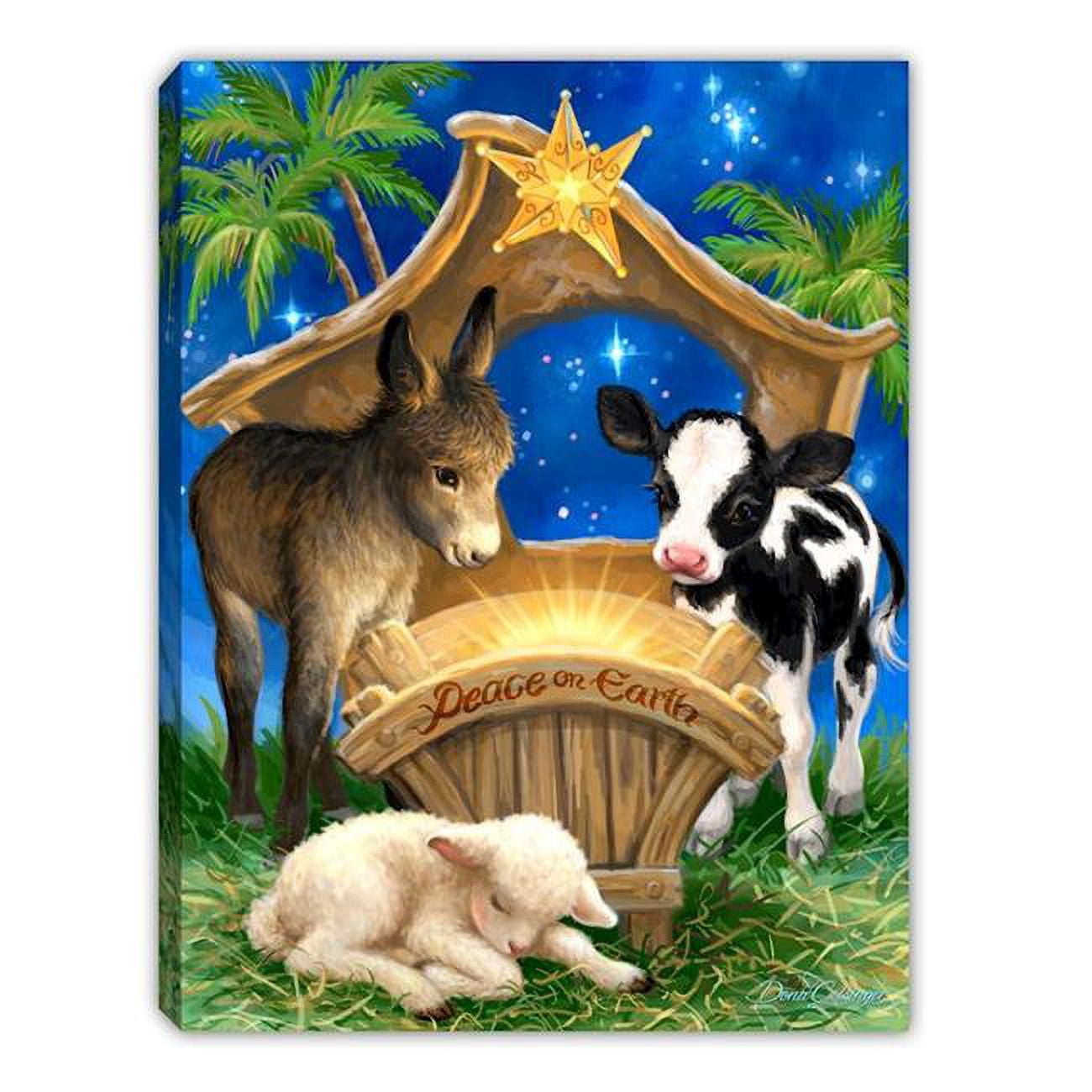 8 x 6 in. Born in A Manger Mini Canvas LED Tabletop with Timer