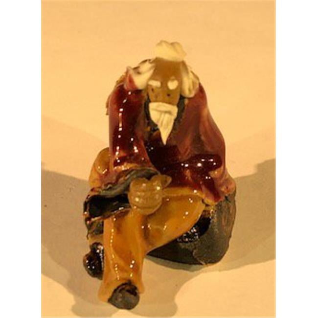 Bonsai Boy e3459 2 in Miniature ceramic Figurine - Man Sitting On Bench