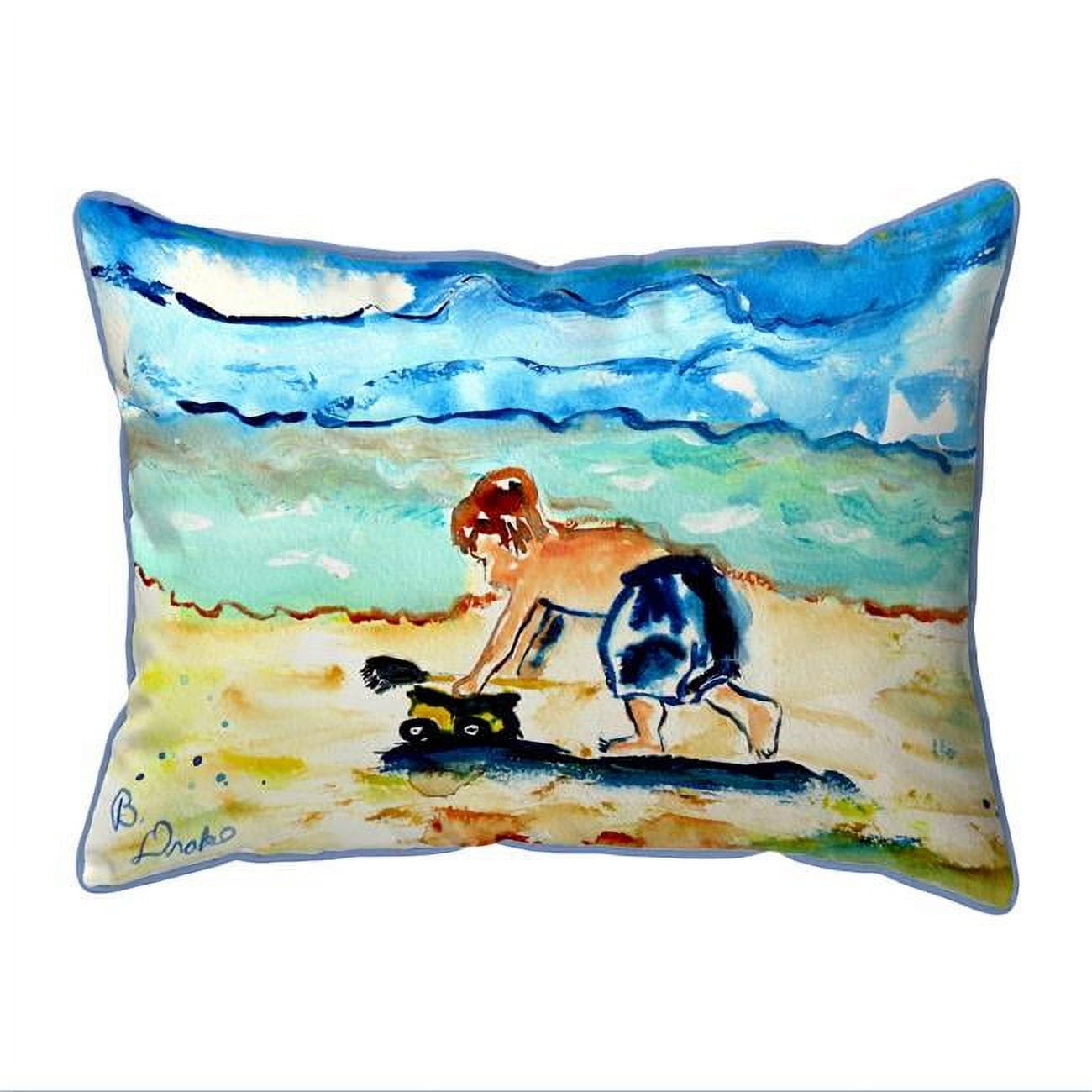 Betsy Drake SN832 11 x 14 in. Boy & Toy Small Outdoor Pillow