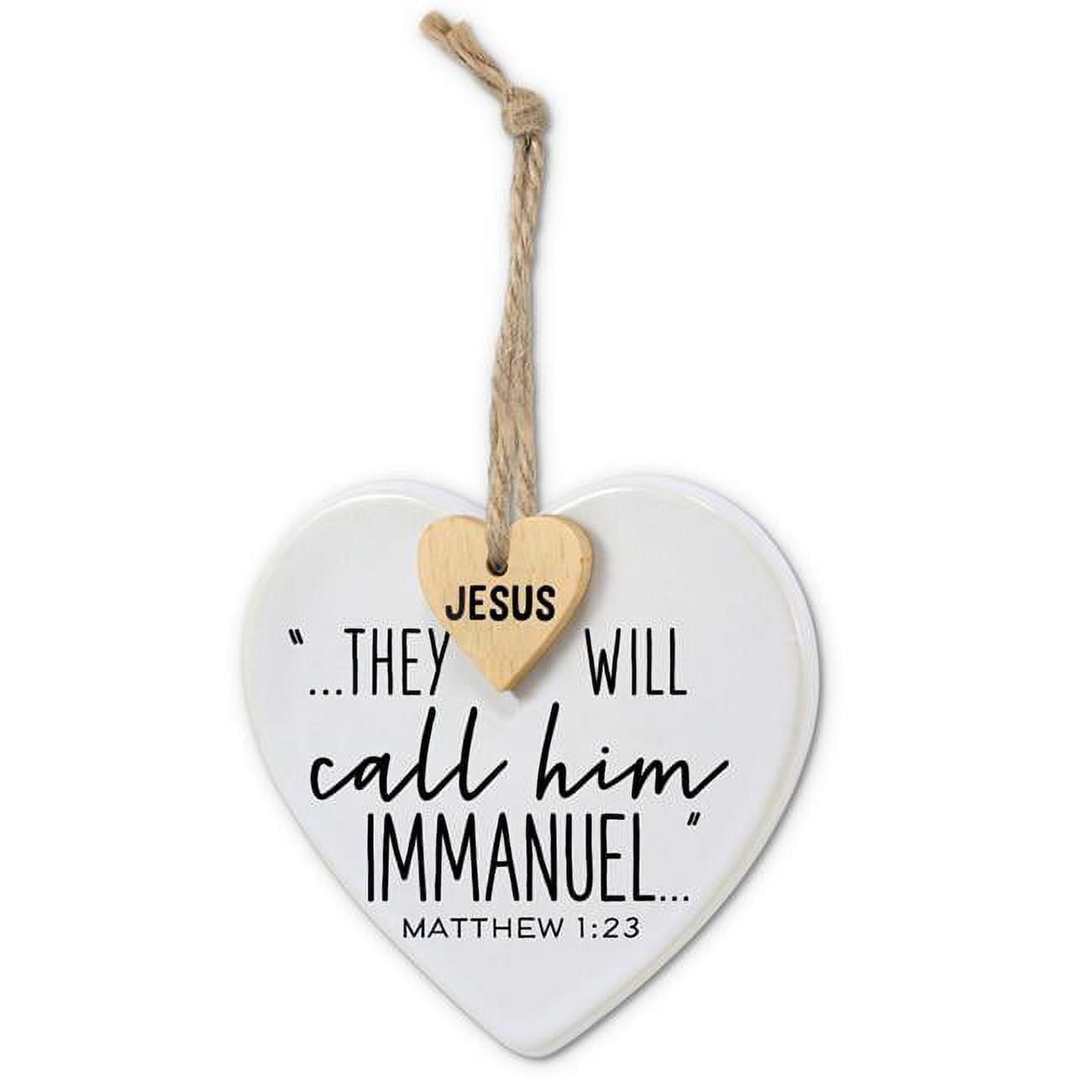 Heart Tag Immanuel Twine Hanger Christmas Ornament