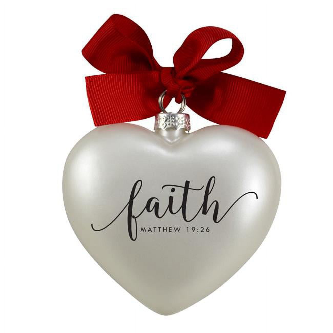 Heart Faith Ribbon Hang Christmas Ornament