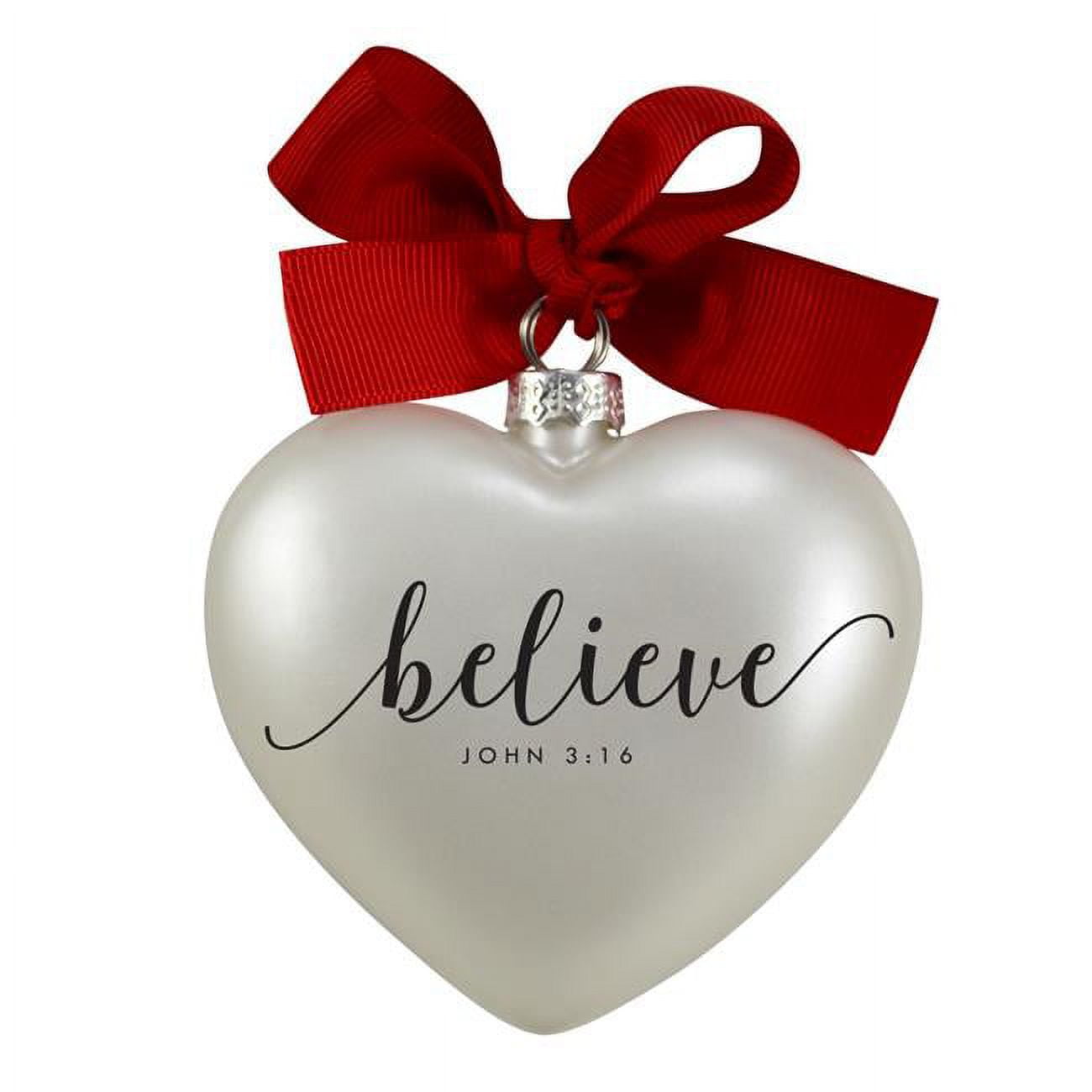 Heart Believe Ribbon Hang Christmas Ornament