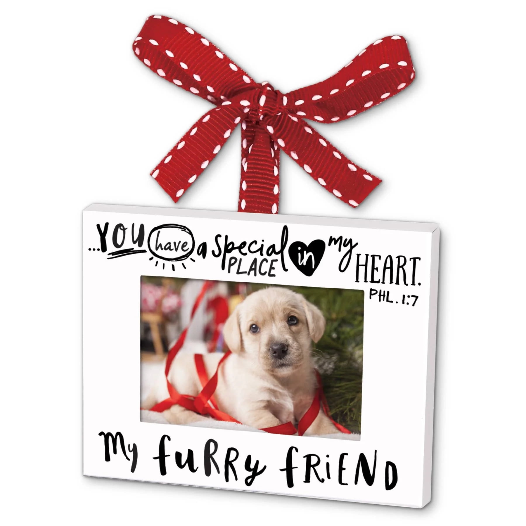 Frame Furry Friend Ribbon Hang Christmas Ornament