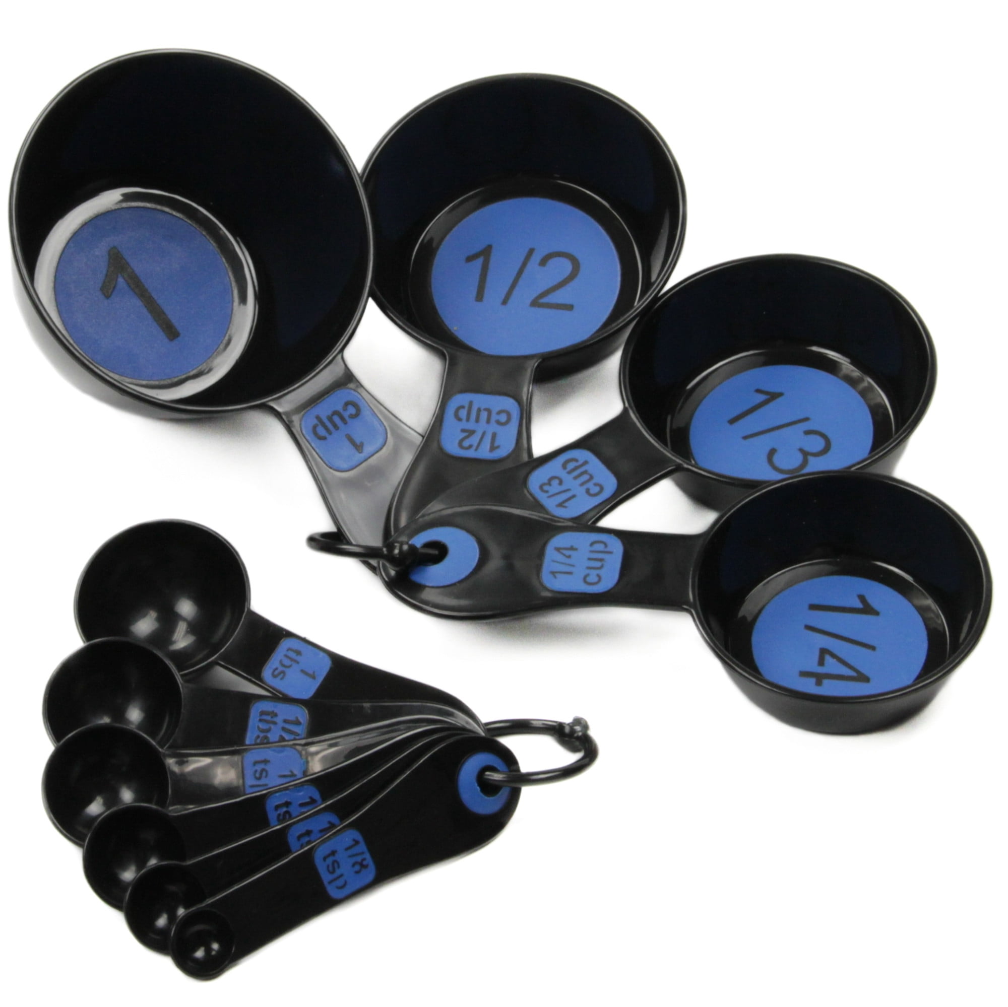 Green on Black Measuring Cups and Spoons Set