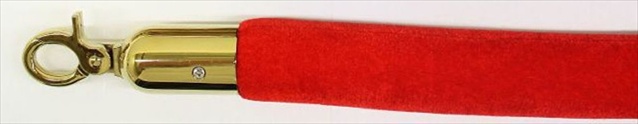 VIP Crowd Control 1663 96 in. Velour Rope with Gold Closable Hook - Red