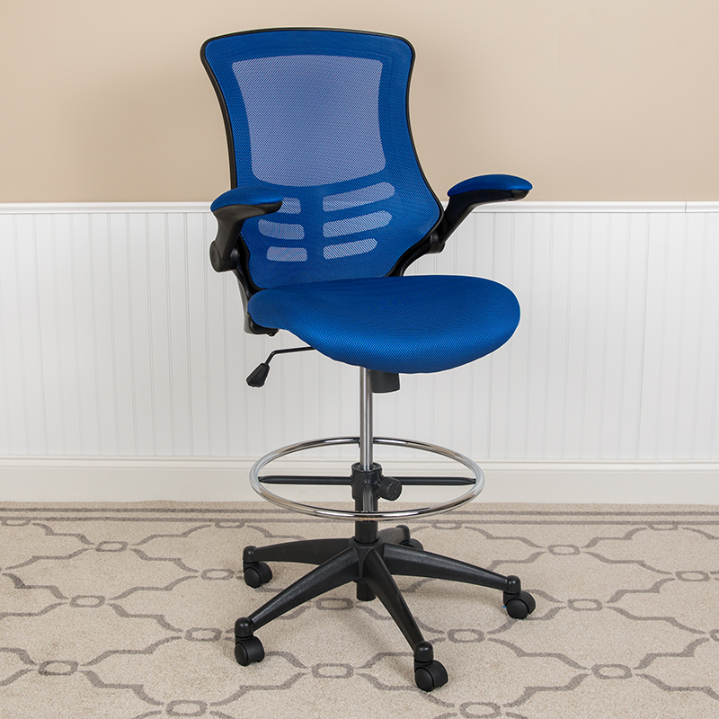 Gaming Chair with Adjustable Mesh Back-Blue - Blue