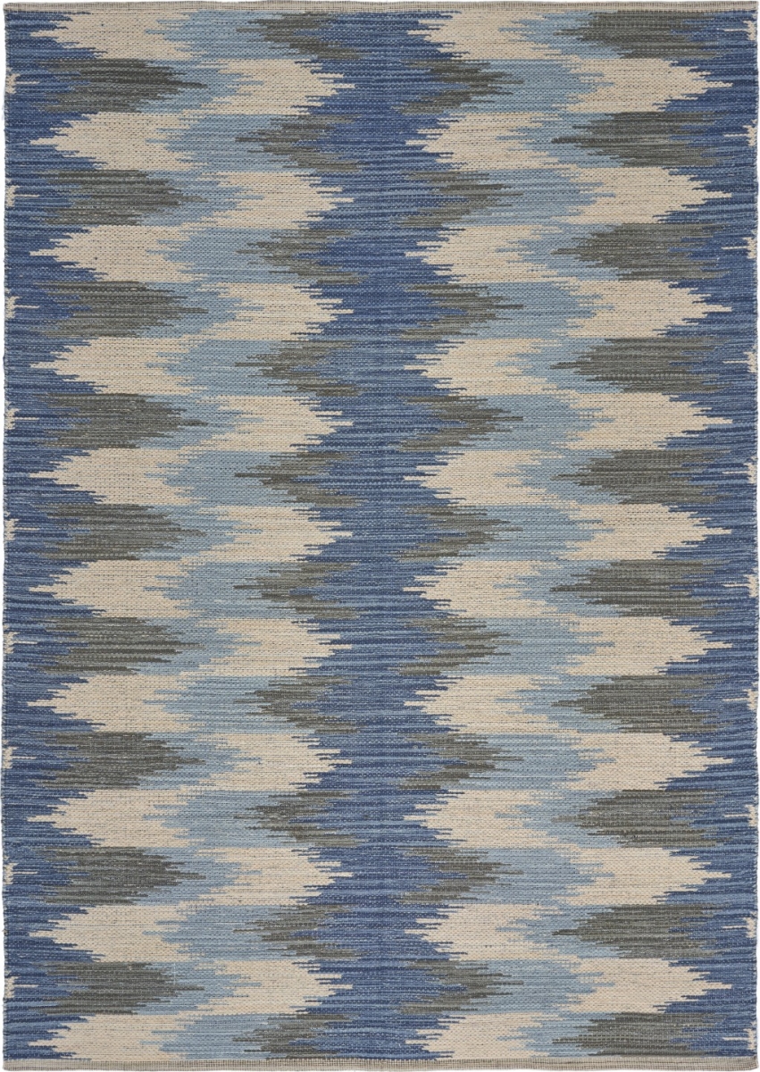 3 x 4 ft. Blue & Cream Ikat Pattern Area Rug - Blue Cream - 3' x 4'