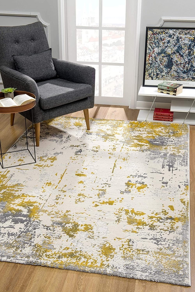 5 x 8 ft. Gold & Gray Abstract Area Rug