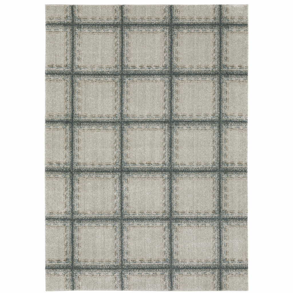 10 x 13 ft. Gray Teal & Beige Geometric Power Loom Stain Resistant Rectangle Area Rug - Gray Teal and Beige - 10 x 13 ft.