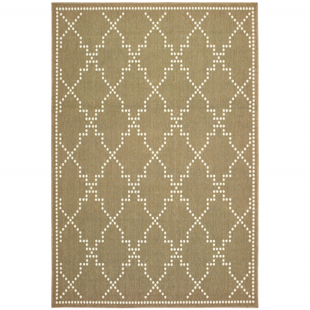 2 x 4 ft. Tan Geometric Stain Resistant Indoor & Outdoor Rectangle Area Rug - Tan - 2 x 4 ft.