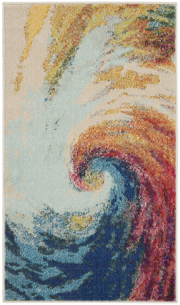 2 x 4 ft. Wave Abstract Power Loom Non Skid Rectangle Area Rug - Wave - 2 x 4 ft.