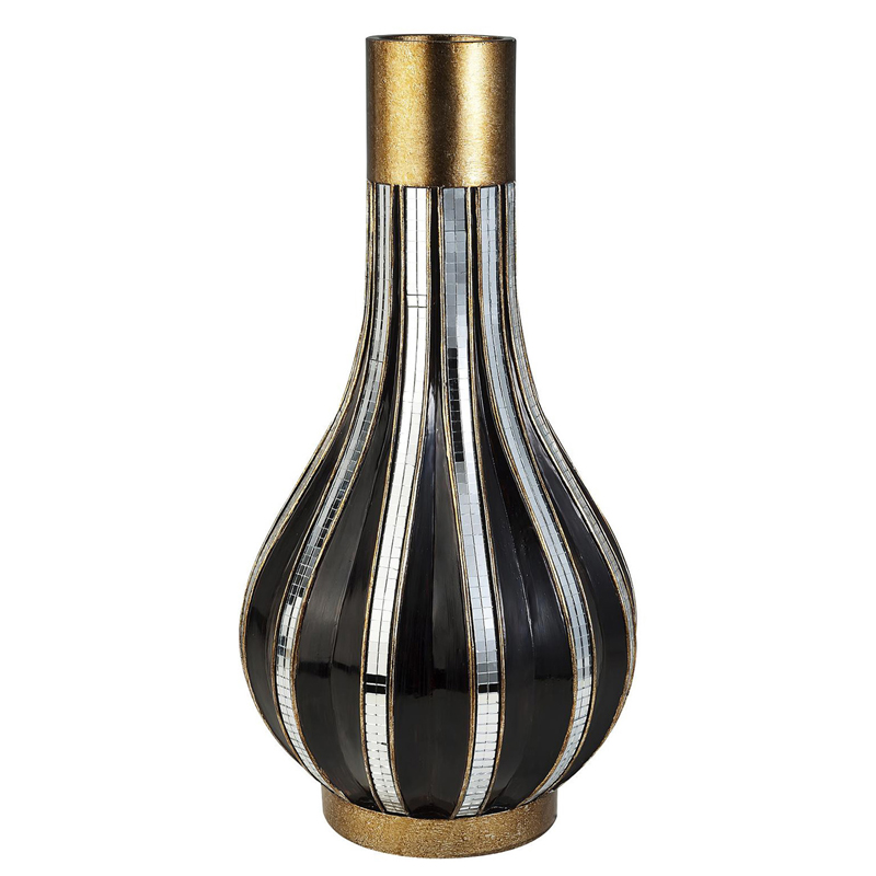 Ore Furniture K-4246-V2 1625 in Black And gold Metalic Tiles Decorative Vase