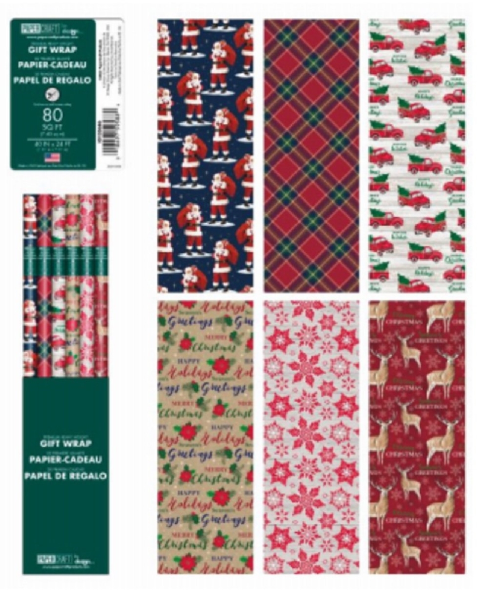 40 x 24 in. 80 sq. ft. Traditional Christmas Wrap, Pack of 36