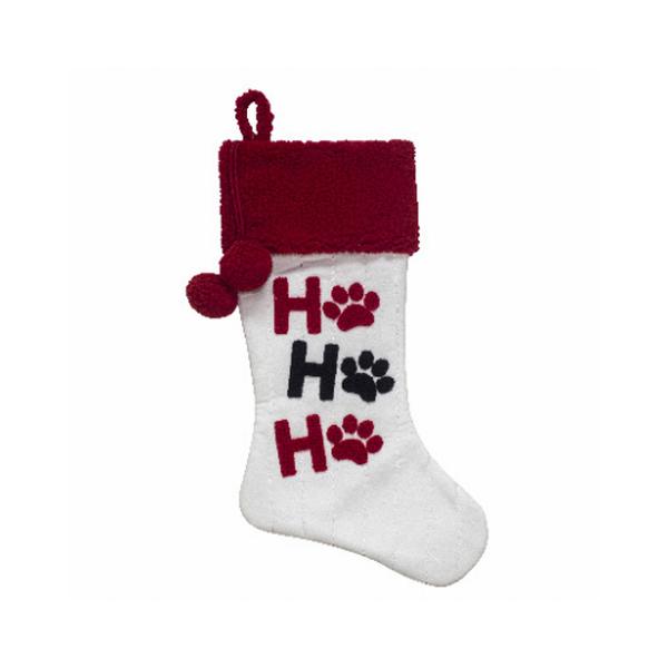 20 in. Paw Print Stocking&44 White & Red - Pack of 12